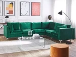 Beliani Lumarko Modulinė kampinė sofa, 6 vietų, kairioji aksominė žalia EVJA!