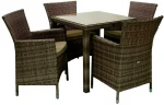 Lauko baldų komplektas Sodo baldų komplektas WICKER table, 4 chairs (12699), dark ruda