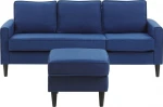 Beliani 3 asmenų sofa su otoma mėlyna AVESTA