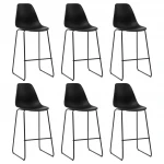Baro kėdės su plastiku, 6 vnt., juodos spalvos
