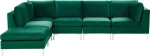 Beliani Modular 5-vietė kampinė sofa su pufa, dešinė aksominė, žalia EVJA