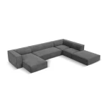 Šešiavietė dešininė sofa Agawa, 365x270x68 cm, pilka