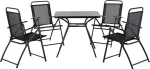 Lauko baldų komplektas Beliani Shumee Sodo stalo rinkinys ir 4 kėdės juodos LiVO