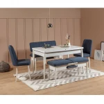 Kalune Design Išplečiamas pietų stalas ir kėdės (5 vienetai) Vina Baltas Dark Mėlyna