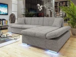 Kampinė sofa-lova su apšvietimu Malwi, pilka