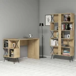 Kalune Design Hommy Craft rašomasis stalas su knygų lentyna Extra, ąžuolo (Oak)/juodas