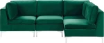 Beliani 4 vietų modulinė veliūrinė kampinė sofa žalia EVJA