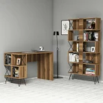 Kalune Design Hommy Craft rašomasis stalas su knygų lentyna Extra, rudas (Walnut)/juodas