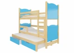 Dviaukštė lova Leticia, 180x75 cm/172x75 cm, mėlyna/ruda