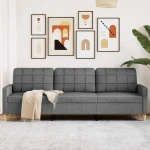 Trivietė sofa, tamsiai pilkos spalvos, 210cm, audinys