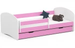 Vaikiška lova NORE Smile, 180x90 cm, balta/rožinė