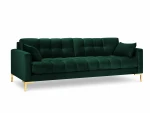 Sofa Micadoni Home Mamaia 4S, tamsiai žalia/auksinės spalvos