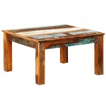 Senovinio stiliaus kavos staliukas iš perdirbtos medienos, kvadratinis