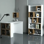 Kalune Design Hommy Craft rašomasis stalas su knygų lentyna Box, rudas (Walnut)/baltas