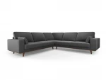 Simetrinė velvet sofa Hebe, 5 sėdimos vietos, tamsiai pilka
