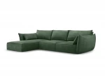 Kairinė kampinė sofa Vanda, 4 sėdimos vietos, žalio butelio sp.