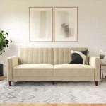 Sofa Dorel Home Pin Tufted, smėlio spalvos