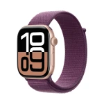 Apple Watch Series 10 GPS + Cellular 46mm Rose Gold Aluminium Case with Plum Sport Loop MWY83ET/A