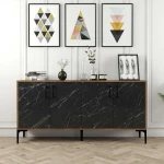 TV staliukas Kalune Design Konsolė Kiev 160 - Walnut, Juodas Marble