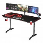 Žaidimų stalas Ultradesk Frag XXL Gaming Desk, Juodas su raudonu kilimėliu