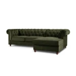 Dešininė kampinė sofa Lapis, 278x150x80 cm, tamsiai žalia