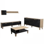 Svetainės baldų komplektas Kalune Design Sumer G7030, rudas/juodas