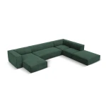 Šešiavietė dešininė sofa Agawa, 365x270x68 cm, žalia