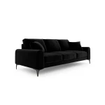 Trivietė sofa Velvet Larnite, 222x102x90 cm, juodos spalvos