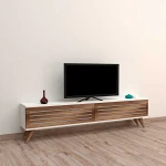 TV staliukas Kalune Design Televizoriaus stovas Hill - Walnut, Baltas