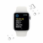 Apple Watch SE GPS + Cellular 44mm Silver Aluminium Case with White Sport Band - Regular 2nd Gen - MNQ23EL/A