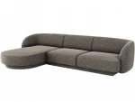 Kairinė kampinė sofa Micadoni Miley, 259 x 155 x 74 cm, pilka