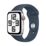 Išmanusis laikrodis Apple Watch SE GPS + Cellular, 44 mm, Sidabrinės spalvos aliuminio korpusas su audros mėlynumo spalvos sportiniu dirželiu - M/L