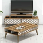 TV staliukas Kalune Design Svetainės baldų rinkinys City - Walnut, Baltas