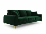 Trivietė sofa Mazzini Sofas Madara, veliūras, tamsiai žalia/auksinės spalvos
