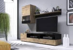 TV staliukas SNAP, wall set color: lefkas oak / juodas matt