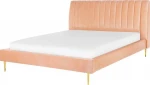 Beliani Velour lova 160 x 200 cm persikų MARVILLE