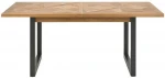 Svetainės stalas INDUS, 190/240x100xH76,5cm, stalviršis: mozaikinė ąžuolo fanera, kojos: metalinės, pilkos