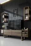 TV staliukas Kalune Design Televizoriaus spintelė Gold Line - Walnut, Juodas