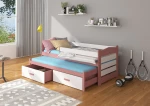 Vaikiška lova ADRK Furniture Tiarro su šonine apsauga, 80x180 cm, balta/rožinė
