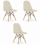 3-ių kėdžių komplektas Oskar Dumo, smėlio spalvos