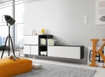 Cama living room furniture set ROCO 9 (RO1+RO3+2xRO6+2xRO5) juodas/juodas/baltas