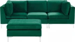 Beliani 3 vietų modulinė sofa su veliūrine pufa EVJA