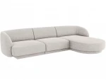 Dešininė kampinė sofa Micadoni Miley, 259 x 155 x 74 cm, pilka