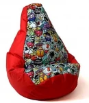 Sako bag pouffe Pear print red-graffiti XXL 140 x 100 cm