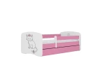 Vaikiška lova su čiužiniu Kocot Kids BabyDreams Pink cat, rožinė/balta