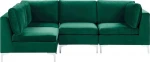 Beliani 4-vietė veliūrinė dešinė modulinė kampinė sofa žalia EVJA