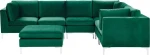 Beliani Modular 6-vietė kampinė sofa su pufa, kairiarankė aksominė, žalia EVJA
