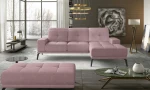 Dešininės kampinės sofos ir pufo komplektas Eltap Torrense, šviesiai rožinis