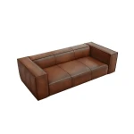 Trivietė odinė sofa Agawa, 227x100x68 cm, ruda