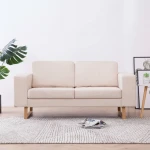 Dvivietė sofa, kreminės spalvos, audinys